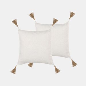 Conjunto de 2 almofadas decorativas AZALEA 45 x 45 cm Creme claro Sólido