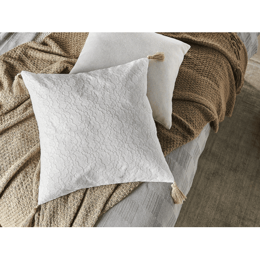 Conjunto de 2 almofadas decorativas AZALEA 45 x 45 cm Creme claro Sólido