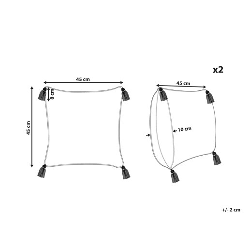 Conjunto de 2 almofadas decorativas ARALIA Algodão 45 x 45 cm Creme Padrão geométrico