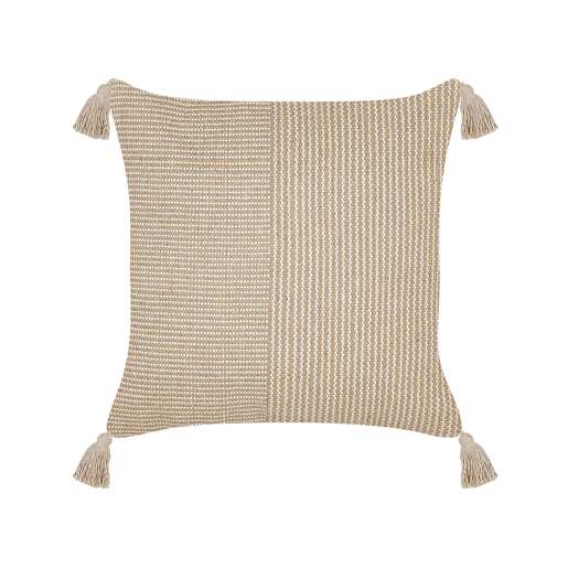 Conjunto de 2 almofadas decorativas ARALIA Algodão 45 x 45 cm Creme Padrão geométrico