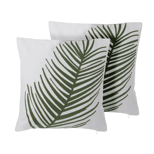 Conjunto de 2 almofadas decorativas AZAMI Algodão 45 x 45 cm Verde escuro Padrão de plantas
