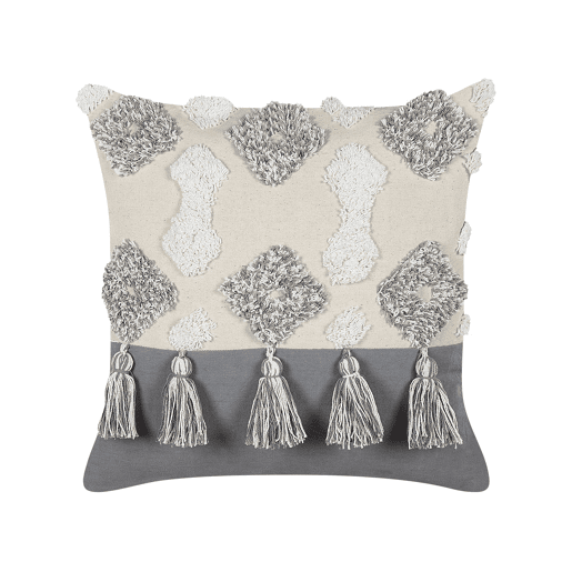 Conjunto de 2 almofadas decorativas ALOCASIA Algodão 45 x 45 cm Creme Padrão geométrico