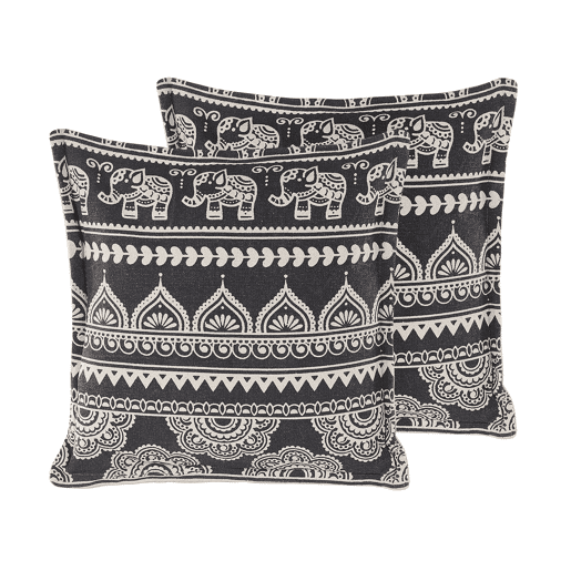Conjunto de 2 almofadas decorativas ATABAGI Algodão 45 x 45 cm Preto Padrão oriental