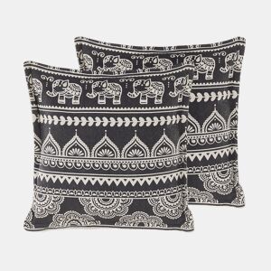 Conjunto de 2 almofadas decorativas ATABAGI Algodão 45 x 45 cm Preto Padrão oriental