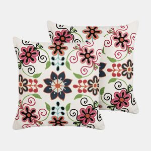 Conjunto de 2 almofadas decorativas BAHRAICH Algodão 50 x 50 cm Multicolor Padrão floral