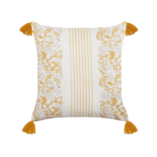 Almofada decorativa BILOBA Algodão 45 x 45 cm Amarelo Padrão floral