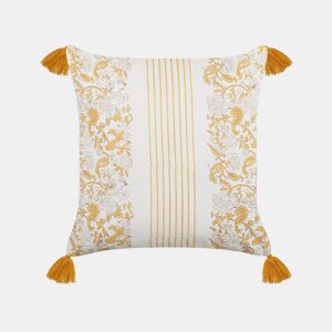 Almofada decorativa BILOBA Algodão 45 x 45 cm Amarelo Padrão floral