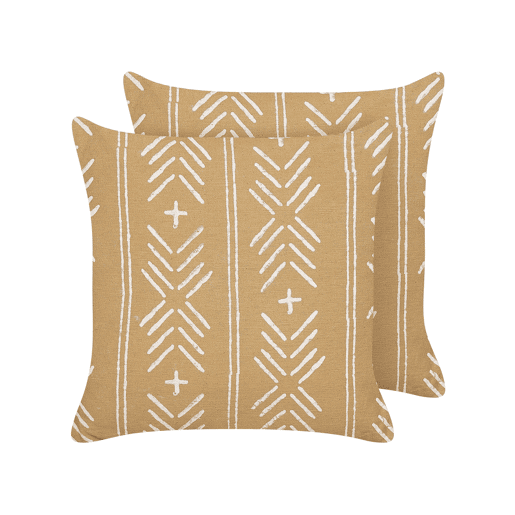 Conjunto de 2 almofadas decorativas BANYAN Algodão 45 x 45 cm Cor de areia Padrão geométrico