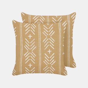 Conjunto de 2 almofadas decorativas BANYAN Algodão 45 x 45 cm Cor de areia Padrão geométrico