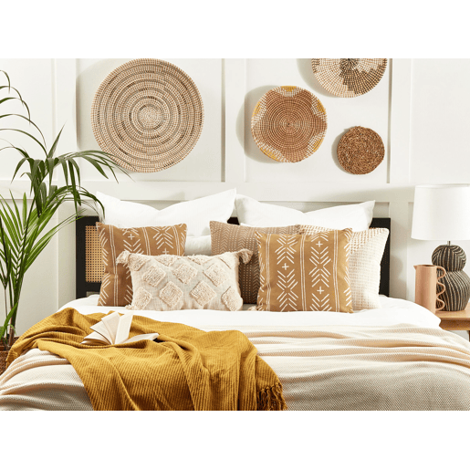 Conjunto de 2 almofadas decorativas BANYAN Algodão 45 x 45 cm Cor de areia Padrão geométrico