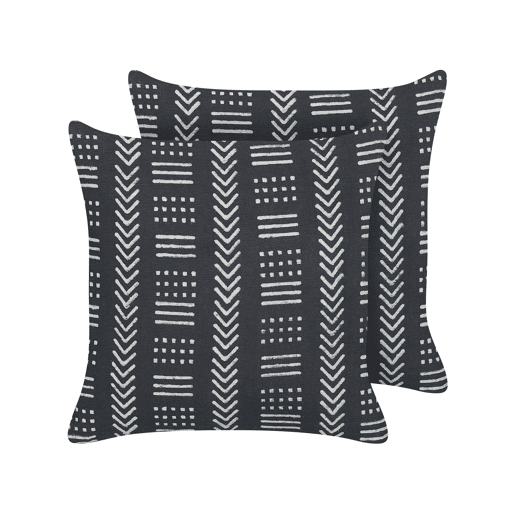 Conjunto de 2 almofadas decorativas BENZOIN Algodão 45 x 45 cm Preto Padrão geométrico