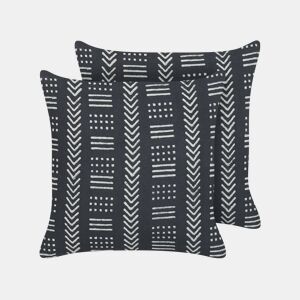 Conjunto de 2 almofadas decorativas BENZOIN Algodão 45 x 45 cm Preto Padrão geométrico