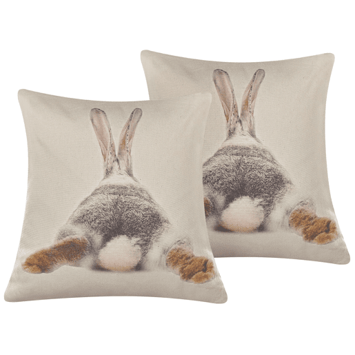 Conjunto de 2 almofadas decorativas BUXUS 45 x 45 cm Taupe
