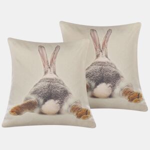 Conjunto de 2 almofadas decorativas BUXUS 45 x 45 cm Taupe
