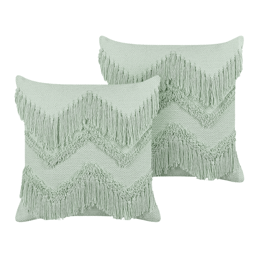 Conjunto de 2 almofadas decorativas BACOPA Algodão 45 x 45 cm Verde Padrão chevrón