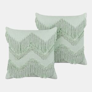 Conjunto de 2 almofadas decorativas BACOPA Algodão 45 x 45 cm Verde Padrão chevrón