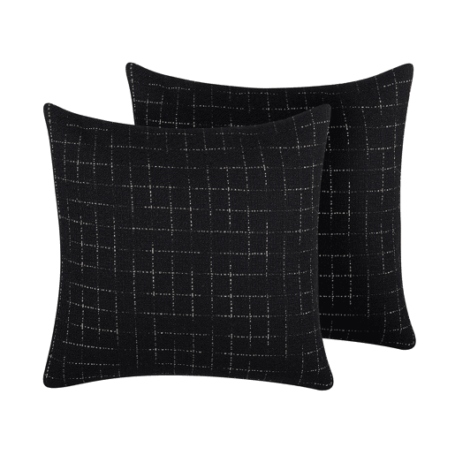 Conjunto de 2 almofadas decorativas BELLFLOWER 45 x 45 cm Preto Padrão geométrico