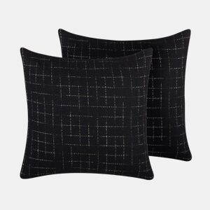 Conjunto de 2 almofadas decorativas BELLFLOWER 45 x 45 cm Preto Padrão geométrico