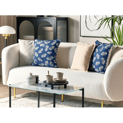 Conjunto de 2 almofadas decorativas DANDELION 45 x 45 cm Azul escuro Padrão de plantas