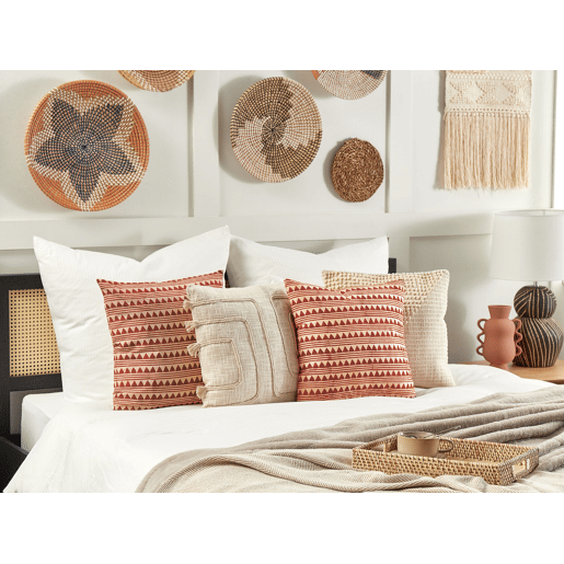 Almofada decorativa DEGLUPTA Algodão 45 x 45 cm Vermelho Padrão chevrón