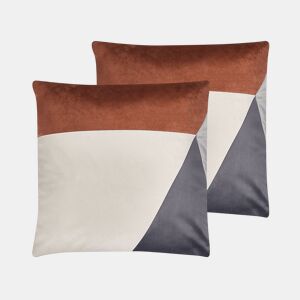 Conjunto de 2 almofadas decorativas CAMPSIS Veludo 45 x 45 cm Multicolor Padrão geométrico