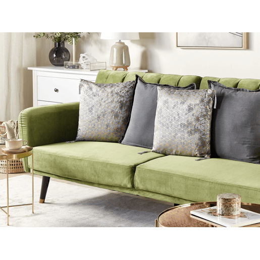 Conjunto de 2 almofadas decorativas CAMELLIA 45 x 45 cm Cinzento Padrão geométrico
