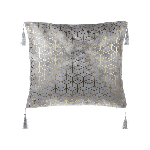 Conjunto de 2 almofadas decorativas CAMELLIA 45 x 45 cm Cinzento Padrão geométrico