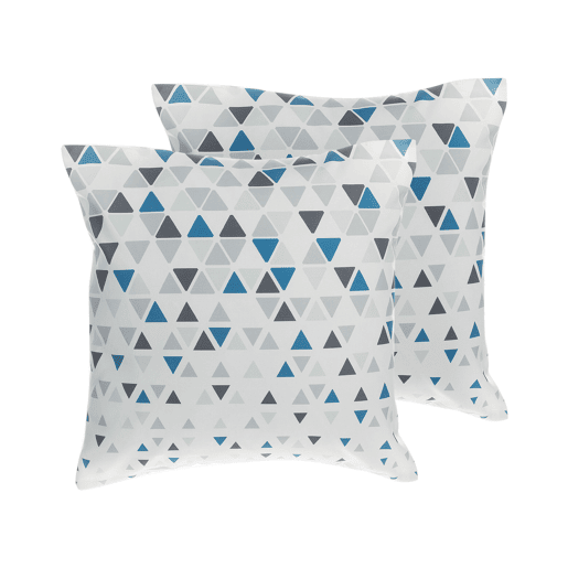 Conjunto de 2 almofadas decorativas CLEOME 45 x 45 cm Branco Cinzento Azul Padrão geométrico