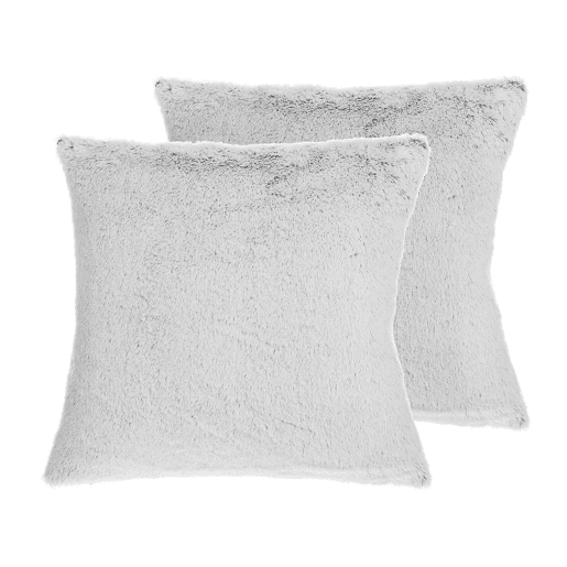 Conjunto de 2 almofadas decorativas CLEMATIS Imitação de pele 45 x 45 cm Cinzento claro Sólido