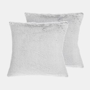 Conjunto de 2 almofadas decorativas CLEMATIS Imitação de pele 45 x 45 cm Cinzento claro Sólido
