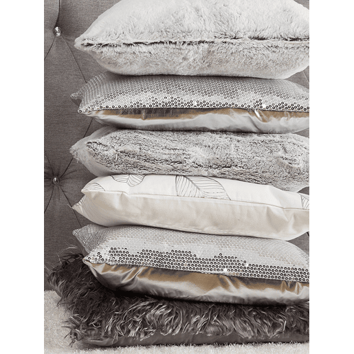 Conjunto de 2 almofadas decorativas CLEMATIS Imitação de pele 45 x 45 cm Cinzento claro Sólido