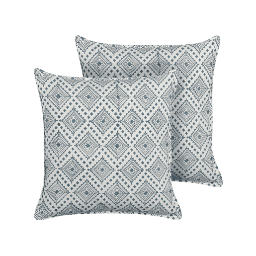 Conjunto de 2 almofadas decorativas CORDATA Algodão 45 x 45 cm Azul Padrão oriental
