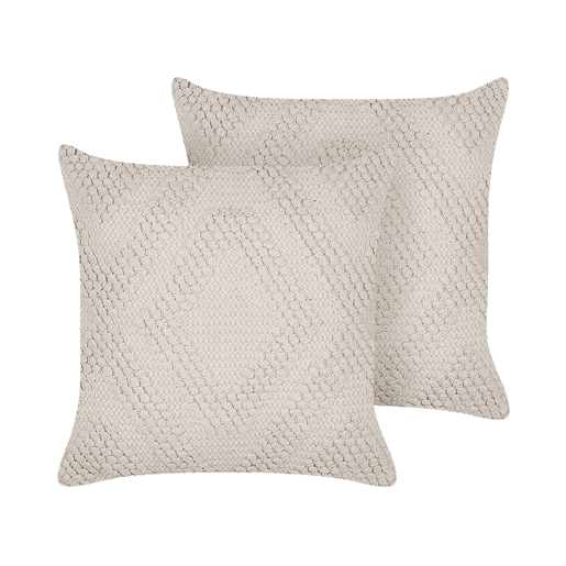 Conjunto de 2 almofadas decorativas CATALPA Algodão 45 x 45 cm Branco Padrão geométrico