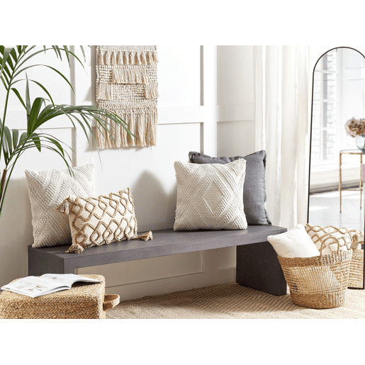 Conjunto de 2 almofadas decorativas CATALPA Algodão 45 x 45 cm Branco Padrão geométrico