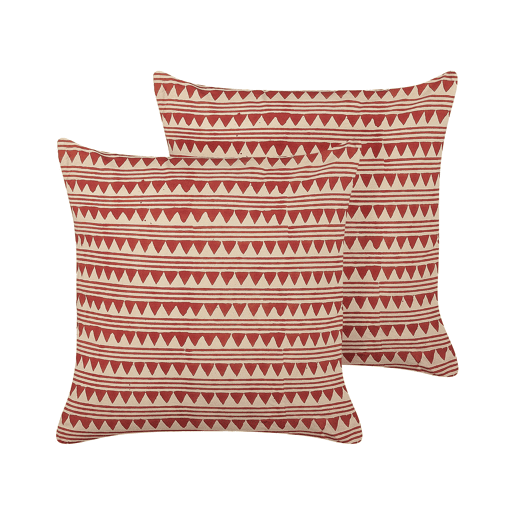 Conjunto de 2 almofadas decorativas DEGLUPTA Algodão 45 x 45 cm Vermelho Padrão chevrón