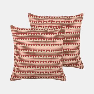 Conjunto de 2 almofadas decorativas DEGLUPTA Algodão 45 x 45 cm Vermelho Padrão chevrón