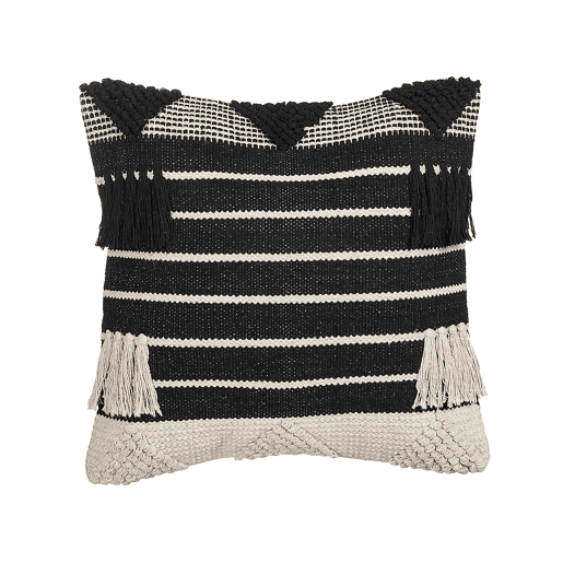 Conjunto de 2 almofadas decorativas CHITTOOR Algodão 50 x 50 cm Preto Padrão geométrico