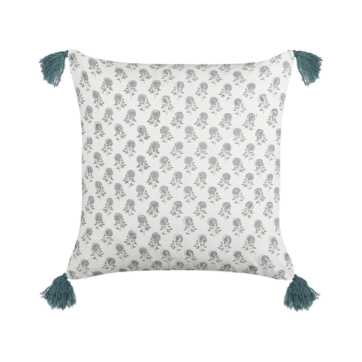 Conjunto de 2 almofadas decorativas CORNUS Algodão 45 x 45 cm Azul Padrão floral
