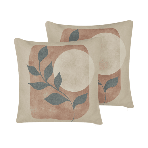 Conjunto de 2 almofadas decorativas CALLIOPSIS 45 x 45 cm Branco Padrão abstracto