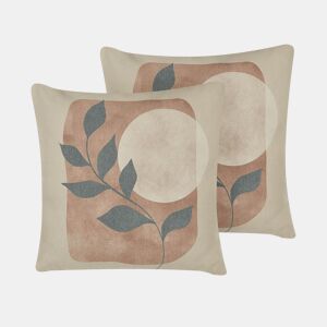 Conjunto de 2 almofadas decorativas CALLIOPSIS 45 x 45 cm Branco Padrão abstracto