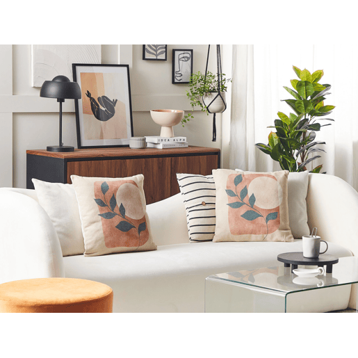 Conjunto de 2 almofadas decorativas CALLIOPSIS 45 x 45 cm Branco Padrão abstracto