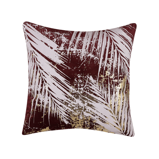 Conjunto de 2 almofadas decorativas CALLA Veludo 45 x 45 cm Vermelho Padrão de plantas