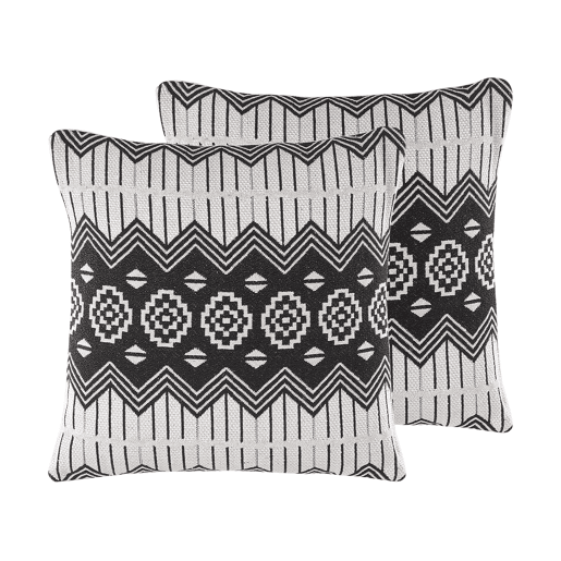 Conjunto de 2 almofadas decorativas CARDAK Algodão 45 x 45 cm PretoBranco Padrão geométrico