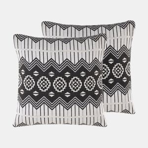 Conjunto de 2 almofadas decorativas CARDAK Algodão 45 x 45 cm PretoBranco Padrão geométrico