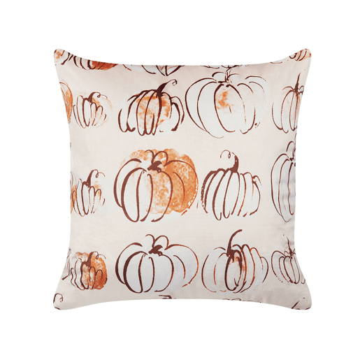 Almofada decorativa CUCURBITA Veludo 45 x 45 cm Creme Padrão de plantas