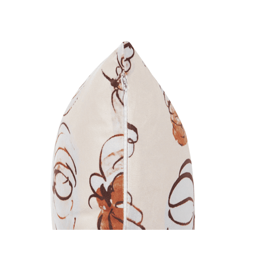 Almofada decorativa CUCURBITA Veludo 45 x 45 cm Creme Padrão de plantas