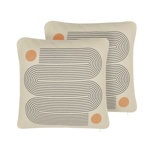 Conjunto de 2 almofadas decorativas CALIBRACHOA 45 x 45 cm Branco Padrão geométrico