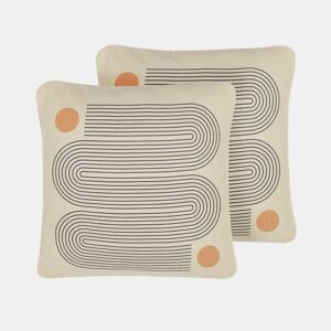 Conjunto de 2 almofadas decorativas CALIBRACHOA 45 x 45 cm Branco Padrão geométrico