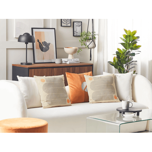 Conjunto de 2 almofadas decorativas CALIBRACHOA 45 x 45 cm Branco Padrão geométrico