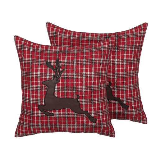 Conjunto de 2 almofadas decorativas COMET 45 x 45 cm Vermelho escuro Padrão natalicio
